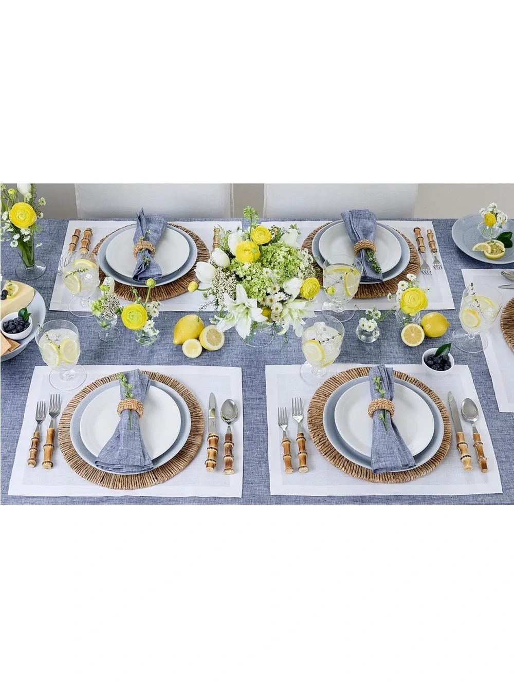 NEW Solino Home 100% European Flax Linen Placemats Set of 4, White